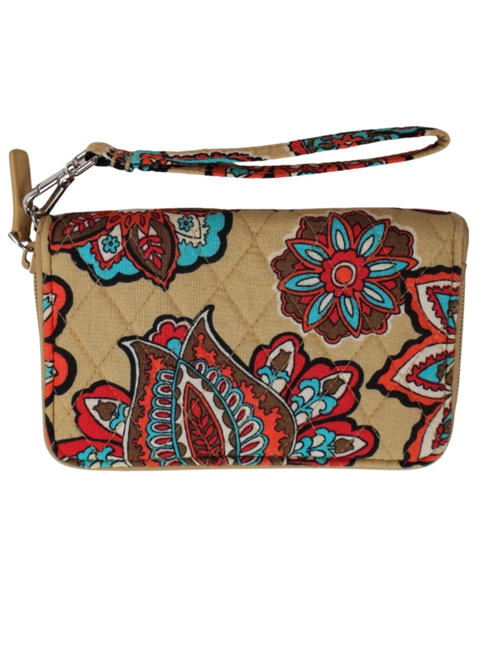 Vera Bradley Quilted Floral Paisley Zip Around Wallet Wristlet